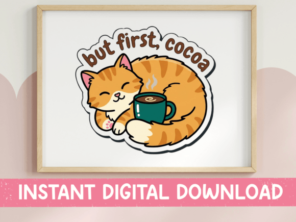 But First Cocoa Sleepy Orange Cat