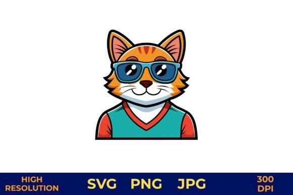 Cartoon Cat in Sunglasses Vector Design