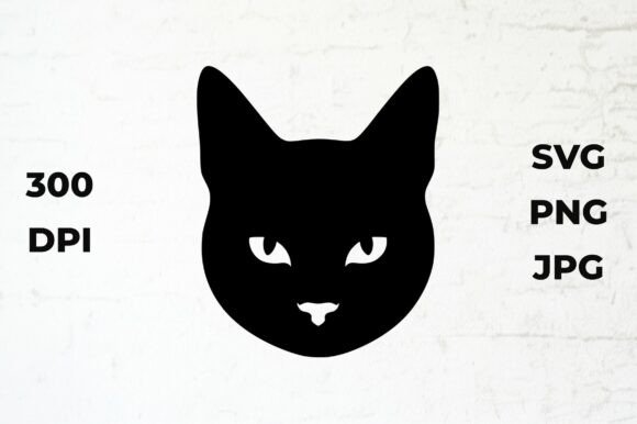 Cat Face Silhouette Vector Illustration