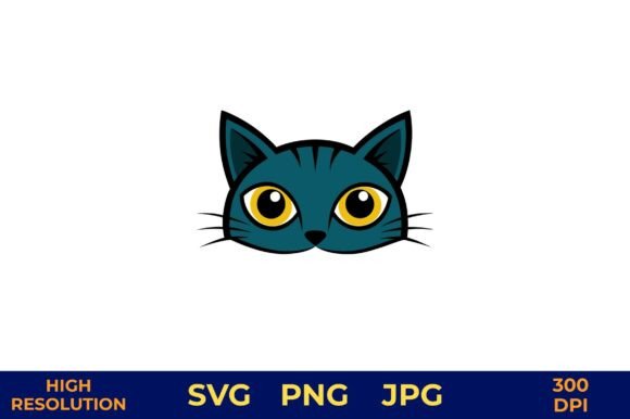 Cat Face with Glowing Eyes Illustration
