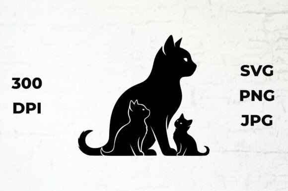Cat Family Silhouette Illustration
