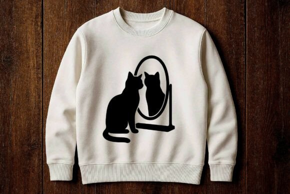 Cat Mirror Clipart Vector Design