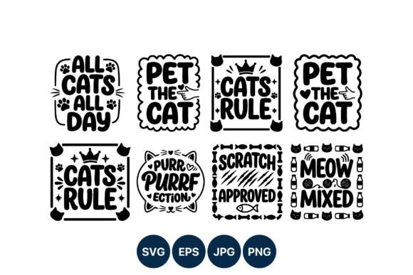 Cat Phrase Icons Black and White