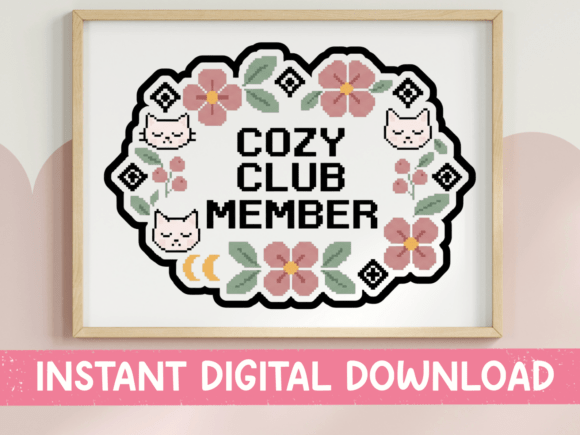 Cozy Club Member Cross Stitch SVG