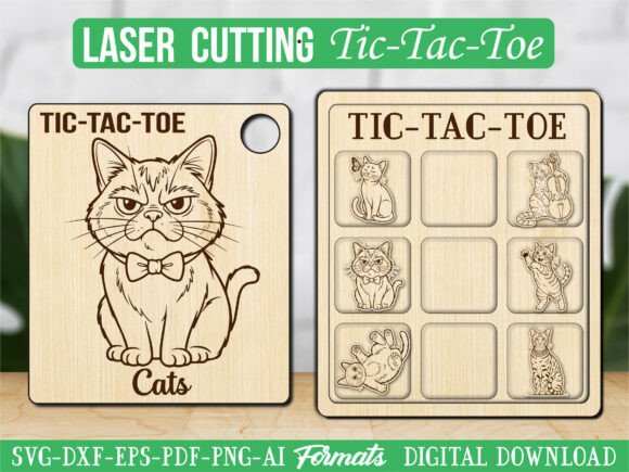 Crazy Cat Animal Tic Tac Toe Puzzle Game