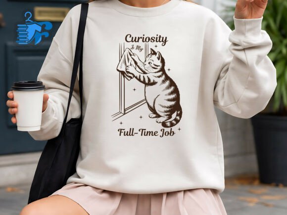 Curiosity is My Full Time Job Cat Art