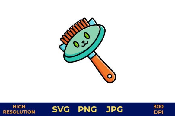 Cute Cat Brush Vector with Happy Face