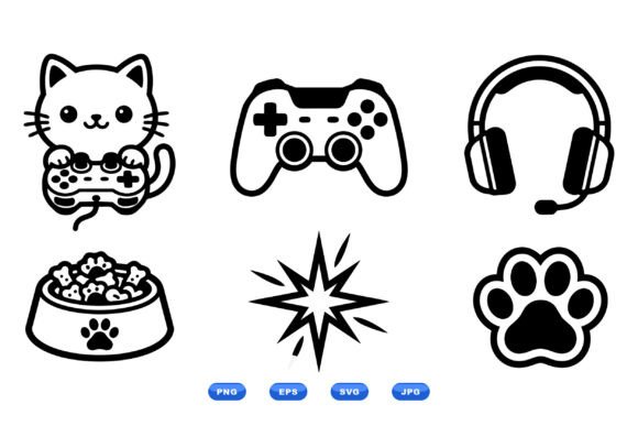 Cute Cat Gamer Clipart Pack
