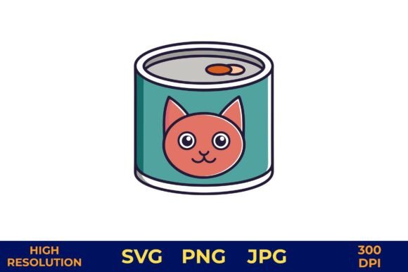 Cute Cat on Tin Can Vector Art