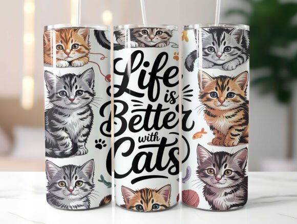 Cute Kitten Quote Tumbler Wrap Design