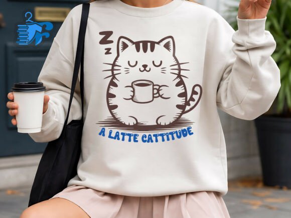 Cute Sleeping Cat Coffee Lover