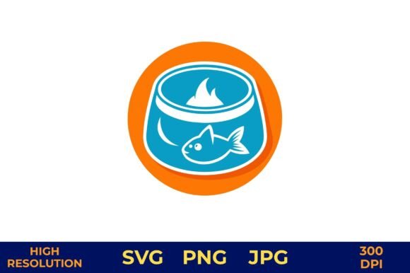 Fish in Cat Bowl Vector Illustration
