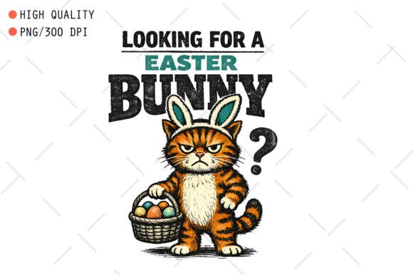 Grumpy Easter Bunny Cat PNG