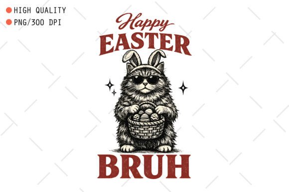 Happy Easter Bruh, Funny Easter Cat PNG