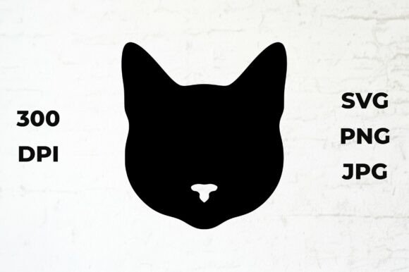 Minimalist Black Cat Face Silhouette