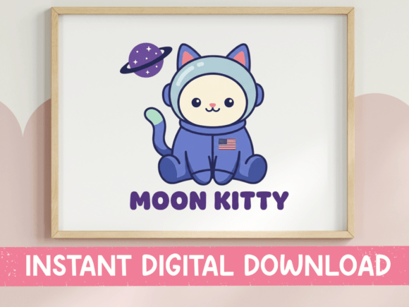Moon Kitty Kawaii Astronaut SVG