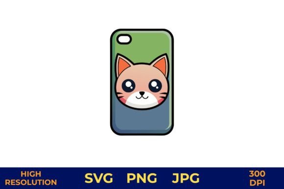 Orange Cat Vector Art on Phone Case