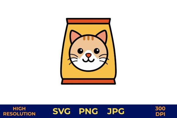 Orange Cat Vector on Yellow Treat Bag