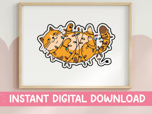 Orange Tabby Cat Wrapped in Lights