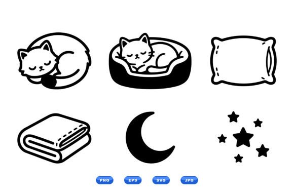 Sleeping Cat Clipart Pack