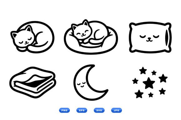 Sleeping Cat Clipart Set