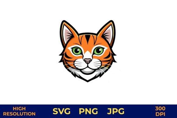 Tiger Cat Face Vector Illustration