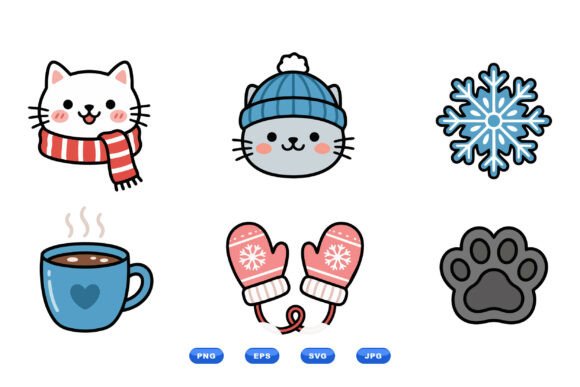 Winter Cat Clipart Collection
